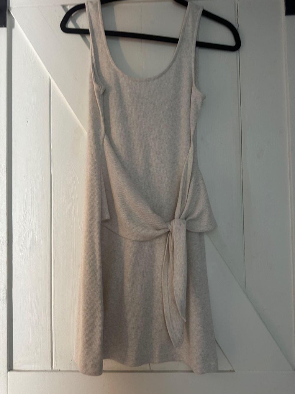 aerie Light Beige Sleeveless Tie-Front Mini Dress
